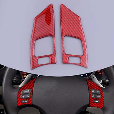 Imagem de MIVLA 2 peças guarnição da tampa do botão do volante com 4 furos, para Lexus IS250 IS350 2006 2007 2008 2009 2010 2011 2012 fibra de carbono vermelha
