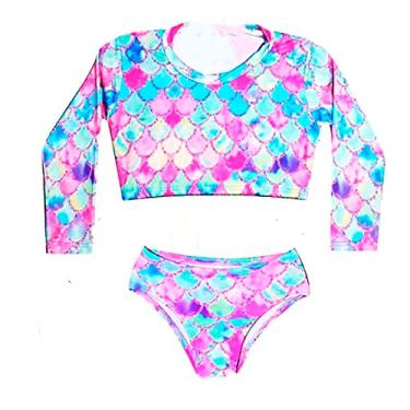 Imagem de Biquini Infantil + Blusa Cropped Proteção Solar Uv50 Sereia
