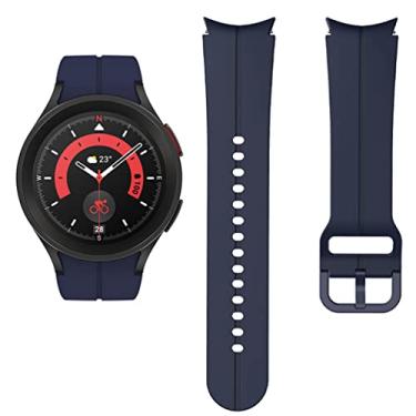 Imagem de Pulseira de relógio de 20 mm, compatível com Samsung Galaxy Watch 5 40 mm 44 mm/5 Pro 45 mm/4 40 mm 44 mm/4 pulseira de silicone esportiva respirável para homens e mulheres, azul meia-noite