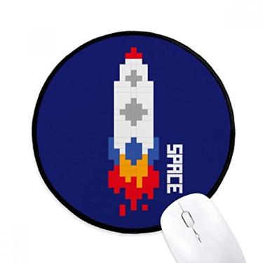 Imagem de DIYthinker Space Ship Rocket Fire Universe Pixel Mouse Pad Desktop Office Tapete Redondo para Computador
