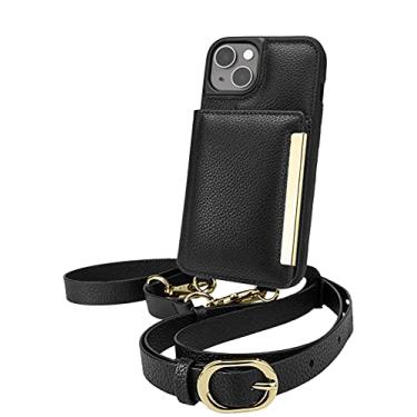 Imagem de Smartish Capa carteira transversal para iPhone 13 - Dancing Queen [bolsa/embreagem com alça removível e alça de punho] capa protetora com porta-cartão de crédito - Stiletto preto-dourado