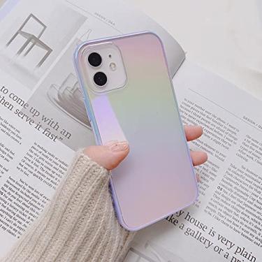 Imagem de Luxo Quadrado Brilhante Galvanoplastia Transparente Laser Rainbow Soft Hard Phone Case Para iPhone 14 13 12 Pro Max 11 Mini Cover, C, Para iPhone 13mini