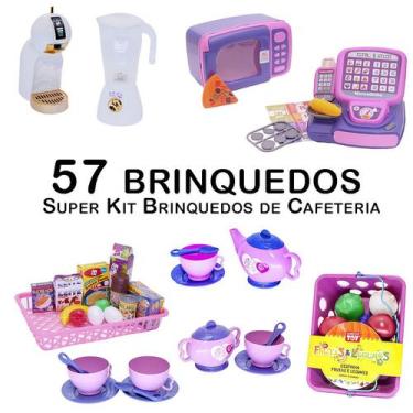Imagem de Kit Café Infantil Registradora Cafeteira Microondas  57P - Zuca Toys