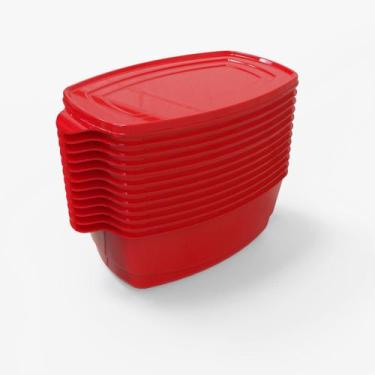 Imagem de Jogo De Potes Herméticos Freezer E Micro-Ondas Com 12 Peças Vermelho -