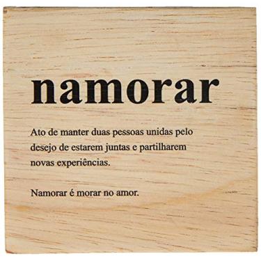 Imagem de Arte Maníacos Bloco em madeira Namorar - 15x15cm