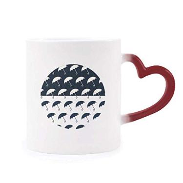 Imagem de Guarda-chuva branco preto, chuva, clima sensível ao calor, caneca vermelha que muda de cor