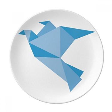 Imagem de Origami prato abstrato azul padrão pombo decorativo porcelana salver louça jantar