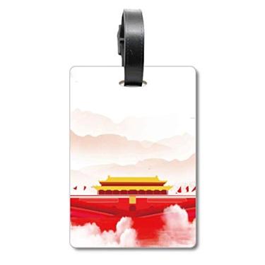 Imagem de Bandeira vermelha Tiananmen Mountain Fog Mala Etiqueta para Bagagem Cartão de Bagagem Etiqueta Scutcheon Etiqueta