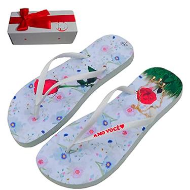 Imagem de CHINELOS FEMININOS"COMAMOR" únicos com mensagens de amor! AMO VOCÊ/Novidade! + Tornozeleira e embalagem para presente !