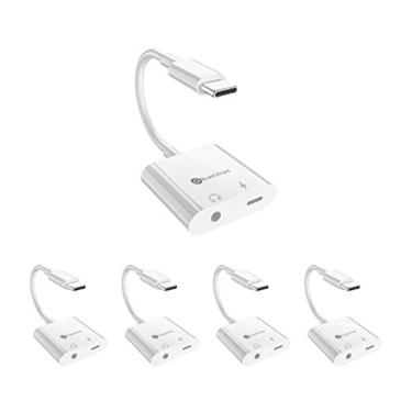 Imagem de Buyer's Point Adaptador de fone de ouvido USB C 2 DAC de alta resolução USB C para adaptador de fone de ouvido de áudio de 3,5 mm compatível com Google Pixel2/2GG/3/3GG/5.0/XL 5.5/Huawei Mate10 Pro/HTC U11 e mais (pacote com 5)