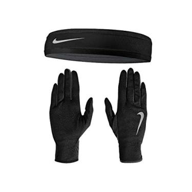 Imagem de NIKE Conjunto de faixa e luvas masculinas Run Dry preto/antracite/prata P/M, small/medium/men's 3.5-7.5/women's 5-9