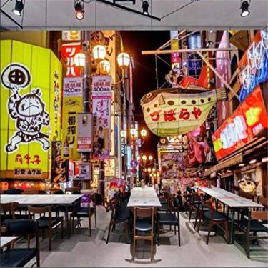 Imagem de Papel de parede com foto para visão noturna da cidade Osaka, mural japonês, sushi Ramen, churrasco, restaurante, decoração industrial, papel de parede 3D 250 cm (C) × 175 cm (A)