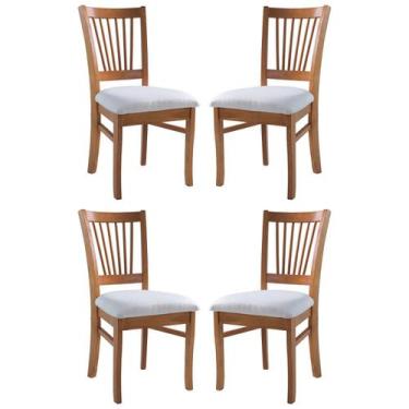 Imagem de Kit 4 Cadeiras De Jantar Estofada Valência 45 X 95 Cm Sala Madeira Mac