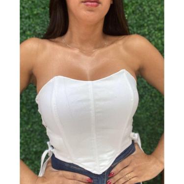 Imagem de Cropped Slim Corselet com Tranças Laterais Branco