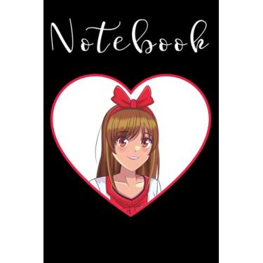 Imagem de Notebook: Cute Manga Anime Comic Girl Ribbon Heart Notebook Blank Lined Journal