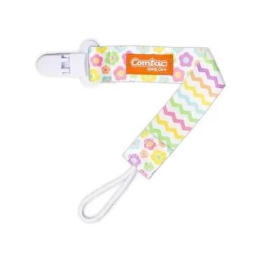 Imagem de Prendedor de Chupeta Flores Chevron - Comtac Kids