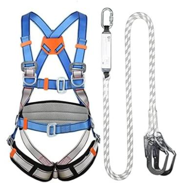 Imagem de Kits De Arnês De Segurança Para Cintura De 5 Pontos, Conjunto De Cabos De Cinto De Trabalho Aéreo Ajustável Para Proteção Contra Quedas, Andaimes De Carpinteiro De Construção Com Design De Amortec