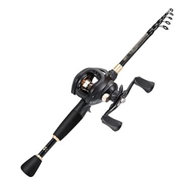 Imagem de Varas de pesca telescópicas combo de vara de pesca de fibra de carbono EVA haste de alça e 8.1:1 relação de engrenagem mão esquerda/direita carretel de água salgada fresca vara de pesca telescópica (tamanho: 2,1 m esquerda)