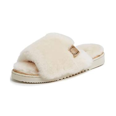Imagem de Dearfoams Sandália feminina Fireside Cairns Shearling fácil de colocar e tirar, Natural, 38