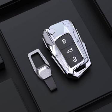 Imagem de LAVIYE Tampa protetora da chave da liga de zinco do carro, para Volkswagen VW Bora Polo Tiguan Jetta Passat B5 B6 B7 Golf Beetle para Skoda Octavia Acessórios