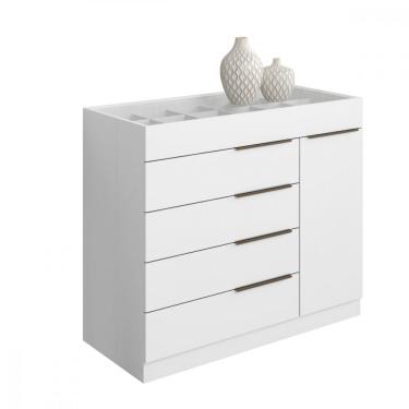 Imagem de Cômoda Aramóveis  1 Porta 5 Gavetas com Porta Joia - Branco