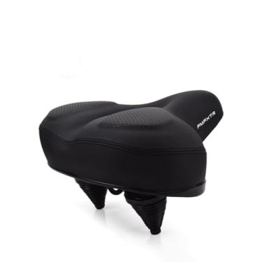 Imagem de Selim de bicicleta largo, assento de bicicleta absorvente de choque de mola dupla, selim de bicicleta engrossado e ampliado, oco e respirável, ergonômico, macio e confortável, universal-B