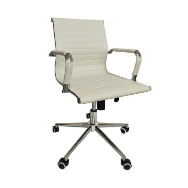 Imagem de Cadeira Office com Rodízio e Encosto Esteirinha Baixa Branco
