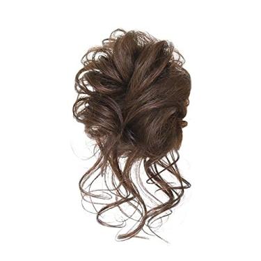 Imagem de Mulheres Bun Scrunchies Coque Rabo de Cavalo Chignon Cabelo Humano Brasileiro Cacheado Ondulado Extensões de Coque Desarrumado Pedaços de Cabelo Feminino Coque Desarrumado Pedaço de Cabelo Pão (Color