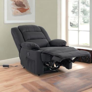 Imagem de Poltrona do Papai Reclinavel Elétrica Corino Premium Preto