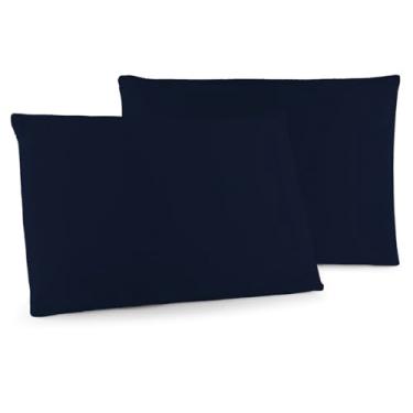 Imagem de Kit 02 Fronhas Classic Tecido Percal 400 Fios 70x50 cm Antiácaro, Anti-pilling com Toque Macio - Azul Marinho