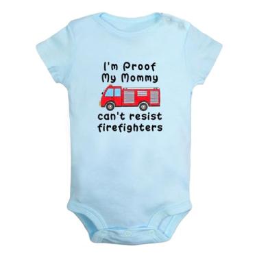 Imagem de iDzn Macacão infantil infantil infantil I'm Proof My Mommy Can't Resist Firefighters, Azul, 6-12 Months