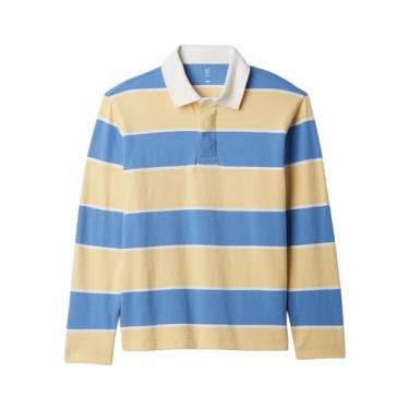 Imagem de GAP Camisa polo de rúgbi de manga comprida para, Listra azul/amarela, GG