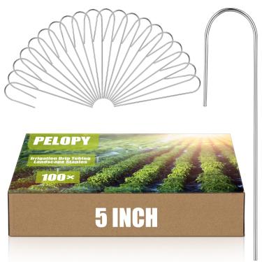 Imagem de Pelopy 100 peças de tubos de gotejamento de irrigação grampos de paisagem 12 cm em forma de J pinos de gramado galvanizados para tubos de gotejamento (tubos de gotejamento de até 1,5 cm)