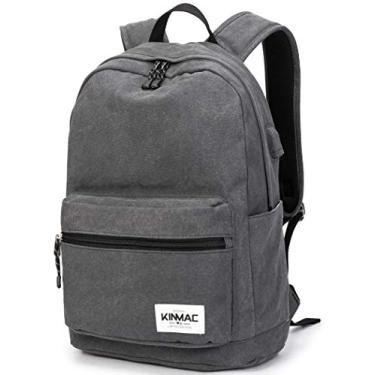 Imagem de Mochila de Latop Kinmac resistente à água com porta de carregamento USB e alça de bagagem para laptop de até 15,6 polegadas, Laptop, Cinza, Large Size For 13 inch-14 inch-15.6 inch Laptop