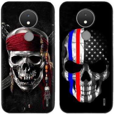 Imagem de 2 peças EUA caveira pirata impressa TPU gel silicone capa de telefone traseira para Nokia (Nokia C21)