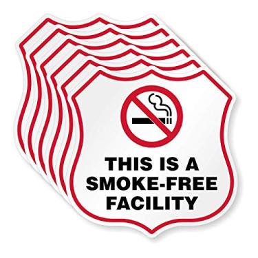 Imagem de SmartSign Este é um adesivo de instalação livre de fumaça, decalques para não fumar | Pacote com 6, etiquetas adesivas refletivas EG de 7 cm x 7 cm