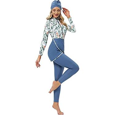 Imagem de Plus Size Muslim Swimsuit for Women Modest Swimwear Islamic Burkini Swimming Suit Long Sleeve Bathing Suit(S,J5)