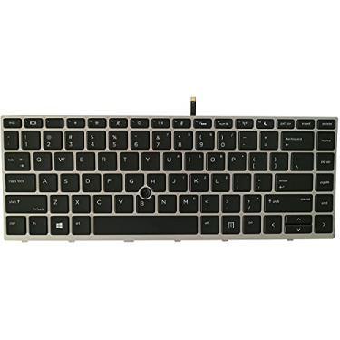 Imagem de Teclado US retroiluminado para laptop HP ProBook 640 G4 / 645 G4 / 640 G5 moldura prata com ponteiro