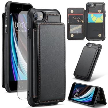 Imagem de Asuwish Capa de telefone para iPhone 6/6s/7/8/SE 2020 2022 capa carteira com protetor de tela e suporte de cartão com bloqueio de RFID com suporte celular i Six Seven 6a i6 i7 i8 7s 8s SE2020 SE2 2