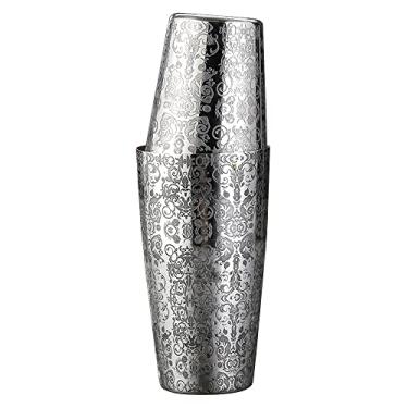 Imagem de Aço inoxidável Boston Shaker Tin com padrão gravado - 2 peças de coqueteleira sem peso 530 ml e 800 ml, Martini Shaker Drink Mixer Professional Bartender Kits (padrão real)