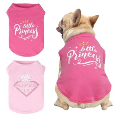 Imagem de KOOLTAIL Camisetas para cães, pacote com 2, roupas para o Dia das Mães, colete rosa com estampa moderna para cães pequenos, médios e grandes (rosa e G)