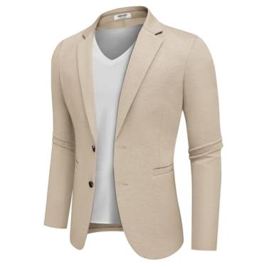 Imagem de COOFANDY Blazer masculino casual de malha com dois botões e jaqueta esportiva leve, Cáqui claro, X-Large