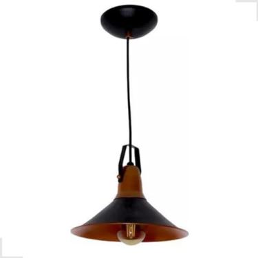 Imagem de Pendente Luminária Lustre Retro Colonial Alumínio Moderno Rústico Teto cobre Soquete Cabo Slim E27 Embutir Lâmpada 110V 220V Venzone (Preto)