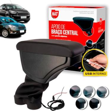 Imagem de Apoio de Braço Ford Ka E Ka+ Ano 2015 Até 2021 C/Usb (Preto C/Linha Preta)