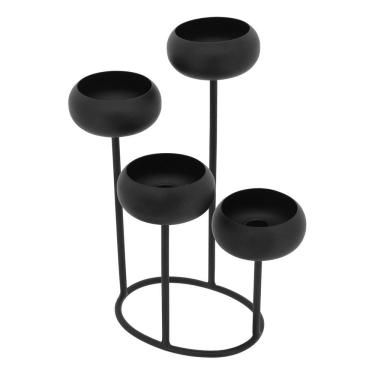 Imagem de CASTIÇAL 4 VELAS METAL 33x26x26cm PRETO DECORATIVO PORTA VELA