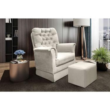 Imagem de poltrona para amamentação balanço com puff agatha suede bege claro