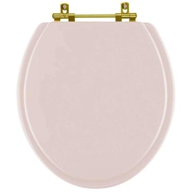 Imagem de Assento Sanitário Convencional Oval Universal Salmão com Ferragem Dourada