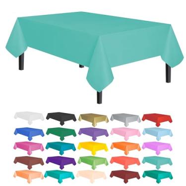 Imagem de Toalha de mesa Allgala de plástico premium com 12 unidades, peso médio, descartável, Fresh Mint, 6PK 54"x108"