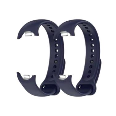 Imagem de Kit 2 Pulseiras extras compatíveis com xiaomi mi band 4 / mi band 5 / mi band 6 / mi band 7 / mi band 8 / mi band 9 + 2x Película Protetora Gel Ultra-Slim (Preto + Azul Mi band 8/Mi band 9 +2x peliculas)