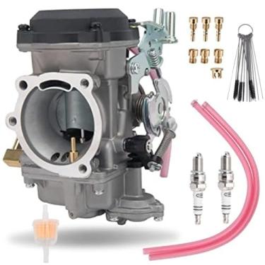 Imagem de YJGZSVK Carburador para Harley Davidson HD Sportster XL883 XL1200/ Softail/Touring/Dyna & FXR/Road King Carb 27421-99 27490-04 27465-04 (com filtro de combustível + 2 velas de ignição + conjunto de